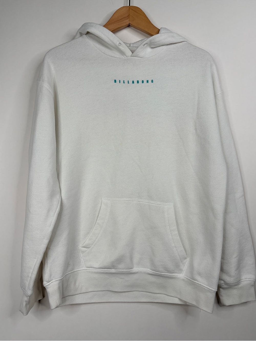 Billabong Men's White Pullover Hoodie with Teal Logo
